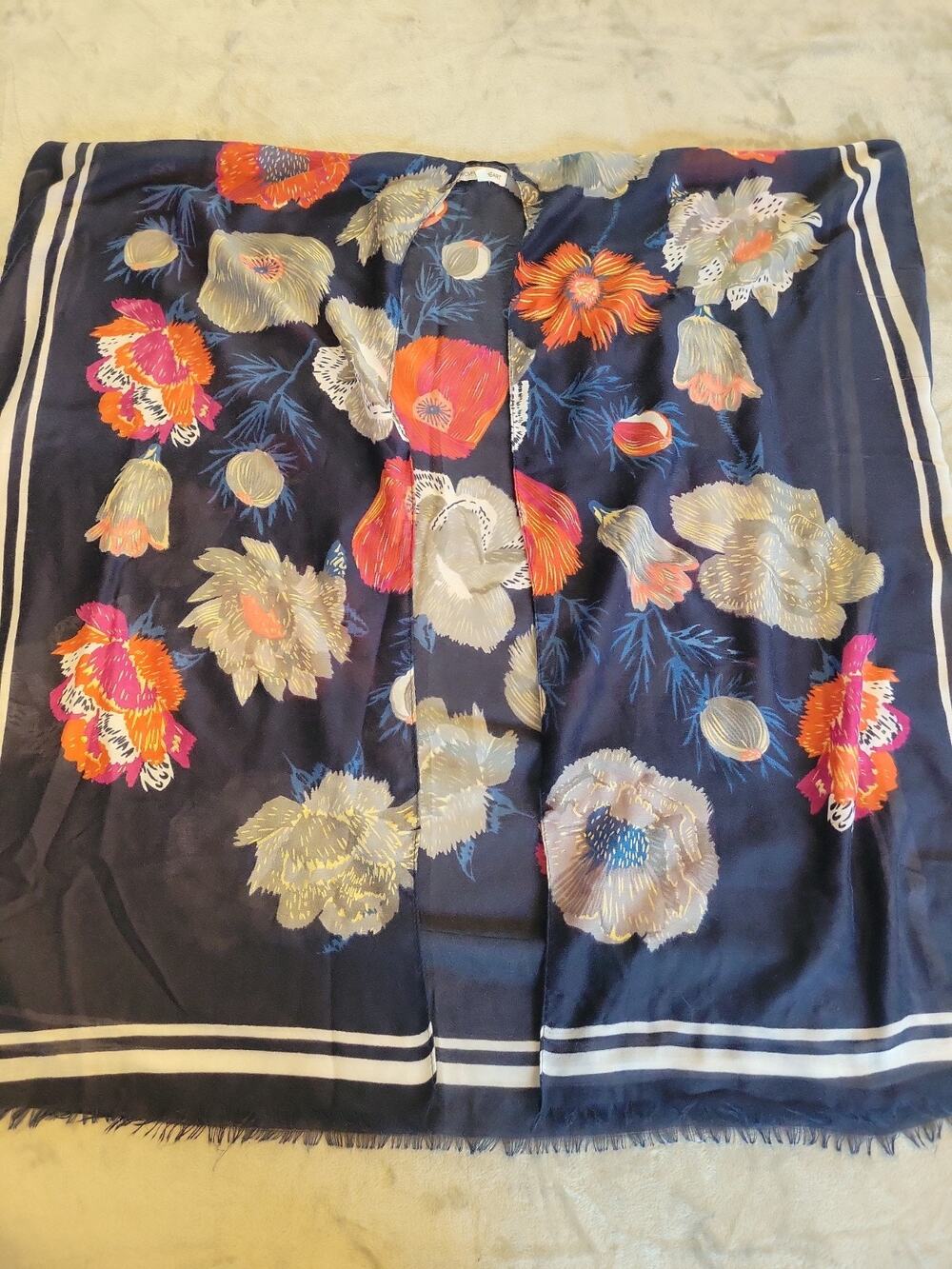 Women's Kimono Cover Up One Size Wild Flowers Fringe Open Front Boho Coastal